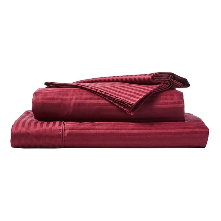Ramesses 1000 Thread Count Stripe Pima Cotton Sheet Set Burgundy 2 Ramesses 1000 Thread Count Stripe Pima Cotton Sheet Set Burgundy - Image 2