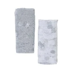 Bubba Blue 2 Pack Muslin Wraps With Milestone Cards Grey