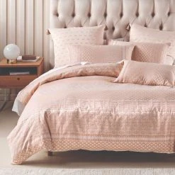 Linen House Cinzia Jacquard Quilt Cover Set Brandy