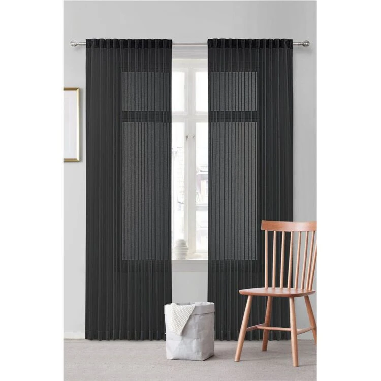 Dri Glo Slub Sheer Curtain 140x230 Charcoal 140 X 230 Cm 2 Dri Glo Slub Sheer Curtain 140x230 Charcoal 140 X 230 Cm - Image 2