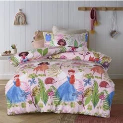 Happy Kids Fairy Tales Glow In The Dark Quilt Cover Set Pink