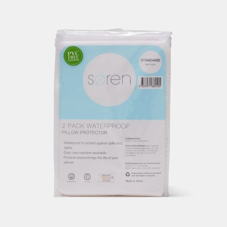 Soren Waterproof Pillow Protector 2PK White White 2 Soren Waterproof Pillow Protector 2PK White White - Image 2