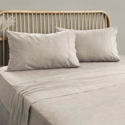 Ardor Embre Linen Look Washed Cotton Sheet Set Grey