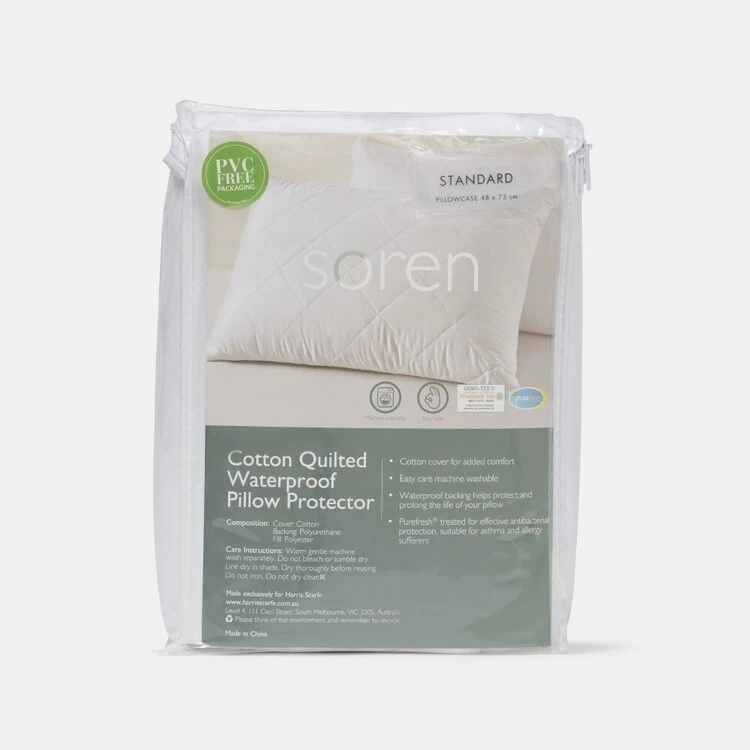 Soren Cotton Quilted Waterproof Pillow Protector Standard 2 Soren Cotton Quilted Waterproof Pillow Protector Standard - Image 2