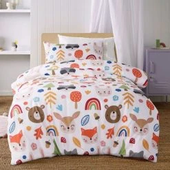 Happy Kids Rainbow Forest Glow In The Dark Quilt Cover Set Multicoloured