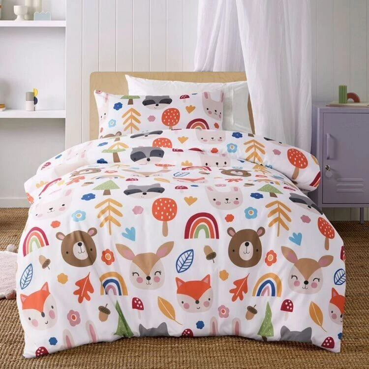 Happy Kids Rainbow Forest Glow In The Dark Quilt Cover Set Multicoloured 1 Happy Kids Rainbow Forest Glow In The Dark Quilt Cover Set Multicoloured