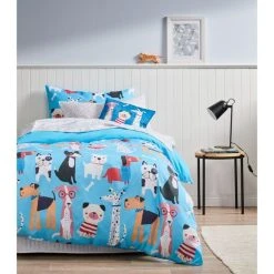 Happy Kids Puppy Club Glow In The Dark Quilt Cover Set Multicoloured