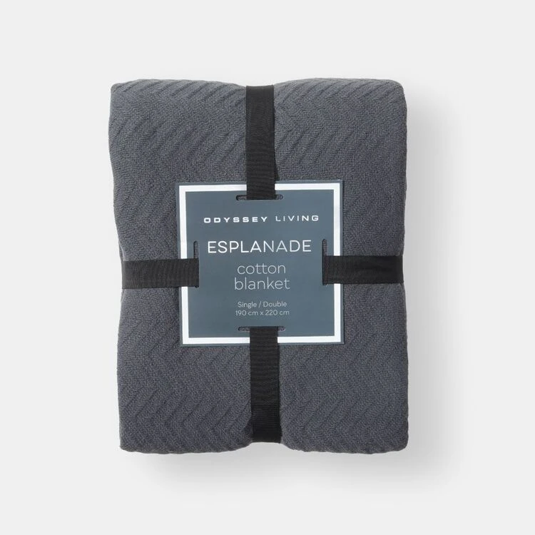 Odyssey Living Esplanade Cotton Blanket Charcoal 3 Odyssey Living Esplanade Cotton Blanket Charcoal - Image 3
