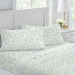 Laura Ashley Rena 375 Thread Count Cotton Sheet Set Teal