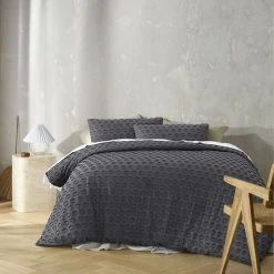 Big Sleep Soft Touch Circle Tufted Quilt Cover Set Charcoal