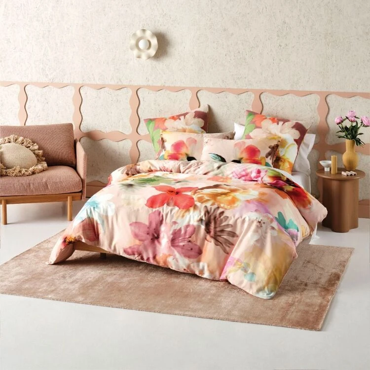 Linen House Reggiani Cotton Sateen Quilt Cover Set Queen Bed Pink Queen 1 Linen House Reggiani Cotton Sateen Quilt Cover Set Queen Bed Pink Queen