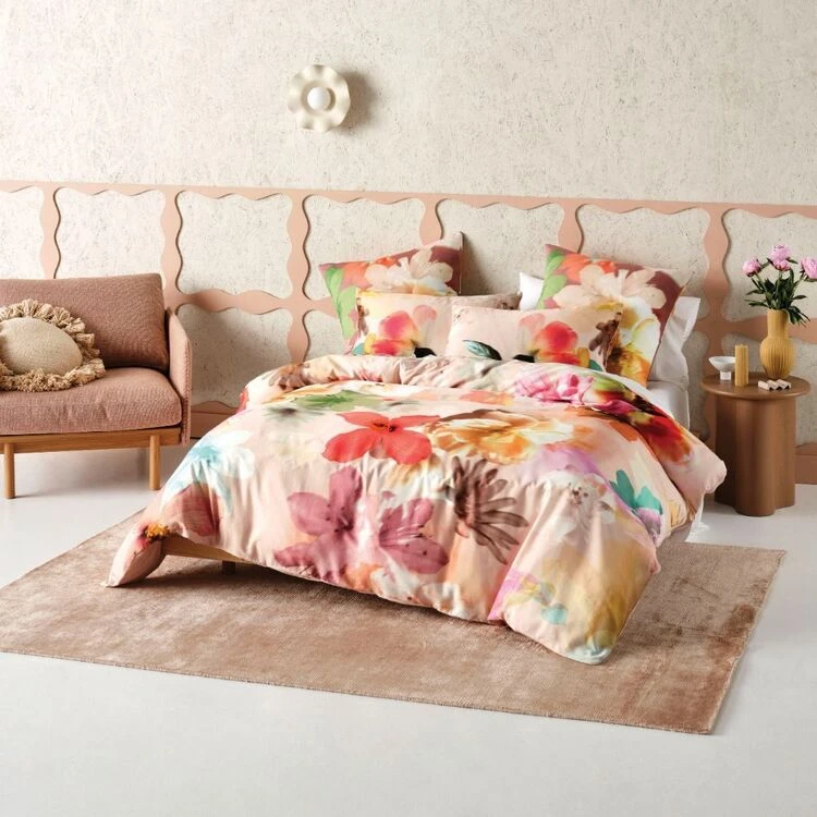 Linen House Reggiani Cotton Sateen Quilt Cover Set King Bed Pink King 1 Linen House Reggiani Cotton Sateen Quilt Cover Set King Bed Pink King
