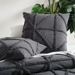 Linen House Clyde Cotton Chenille European Pillowcase Charcoal European