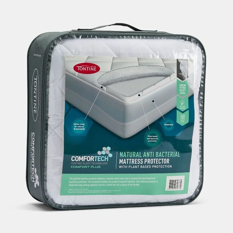 Tontine Natural Anti Bacterial Mattress Protector White 1 Tontine Natural Anti Bacterial Mattress Protector White